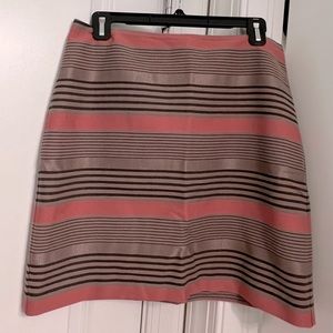 Ann Taylor Loft Taupe, Pink and Black Striped Pencil Skirt